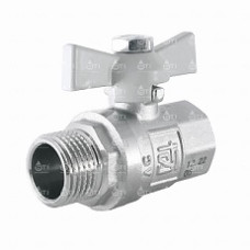 Кран шаровой латунь 1/2" бабочка гайка-штуц Кран шаровой латунь 1/2" бабочка гайка-штуц